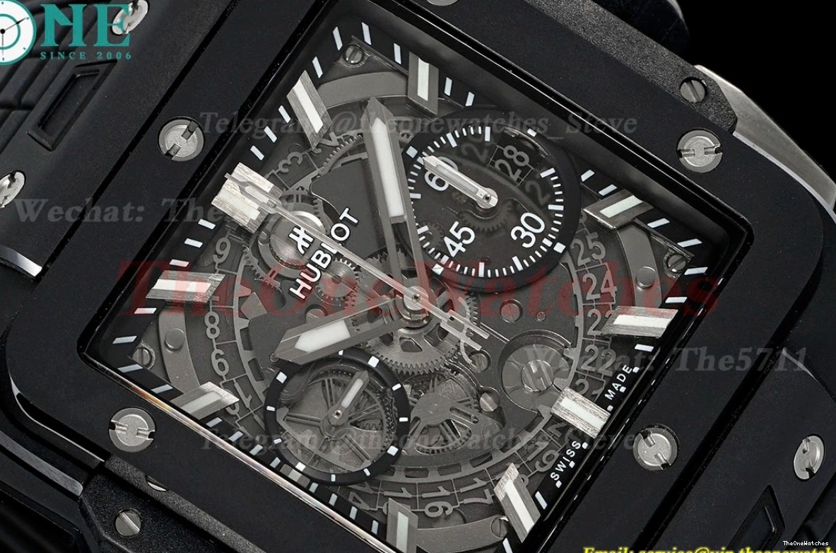 Square Cer Unico Bang RU Skeleton BBF 42mm Black HUB1280A Dial 0207